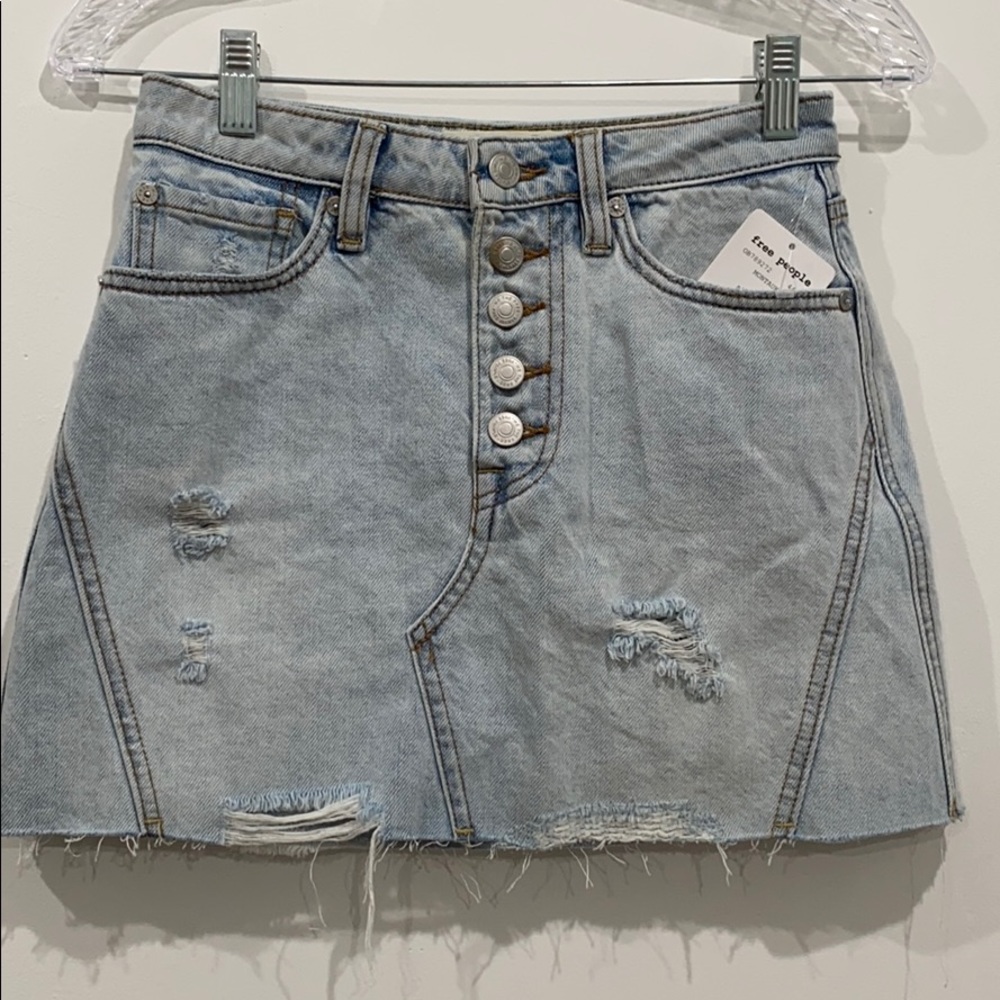 We Free People Ripped Denim Mini Skirt Size 24